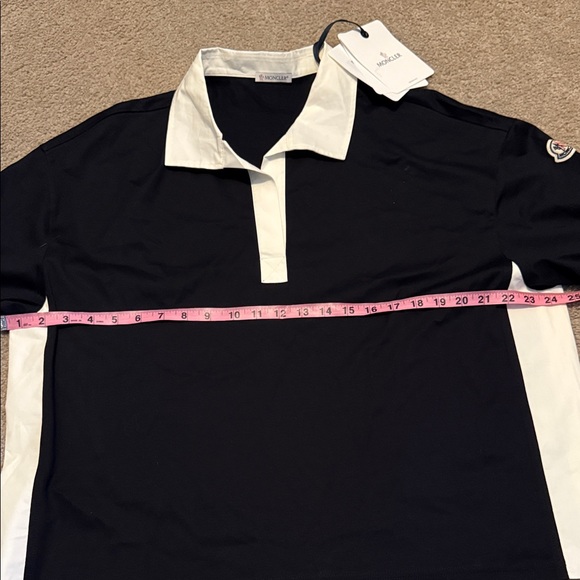 New Moncler Luxury Polo Manica Corta Shirt in Black and White - Picture 11 of 12